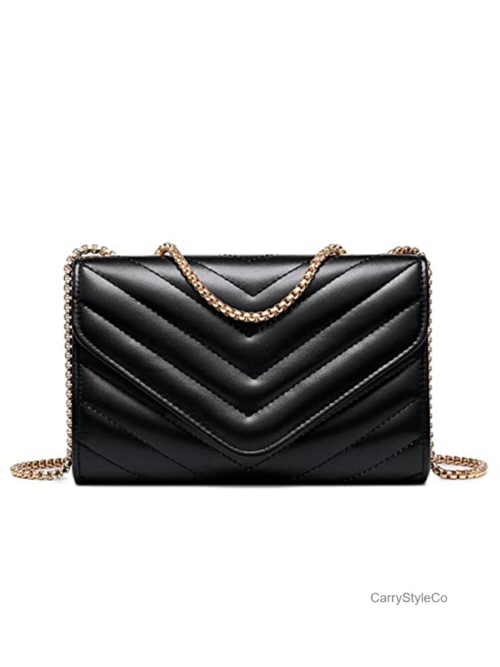 Quilted Evening Clutch Crossbody Bag Adjustable Gold-Tone Chain Strap